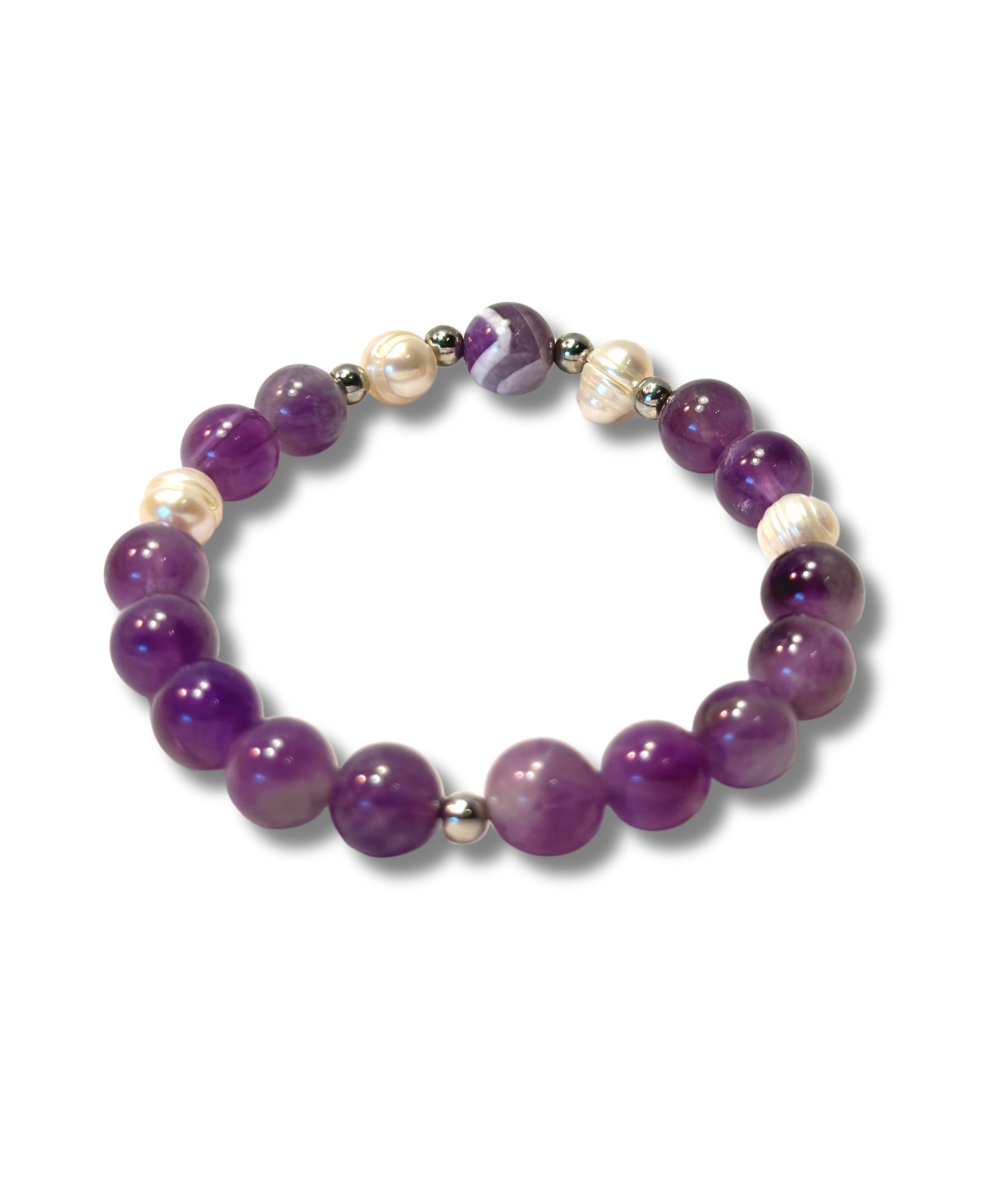 Amethyst- und Flussperlen-Armband
