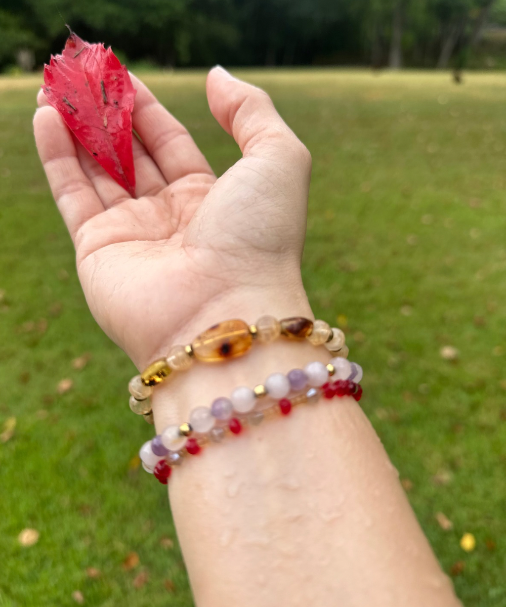 Selbstliebe Gold Amethyst - Rosenquarz Armband