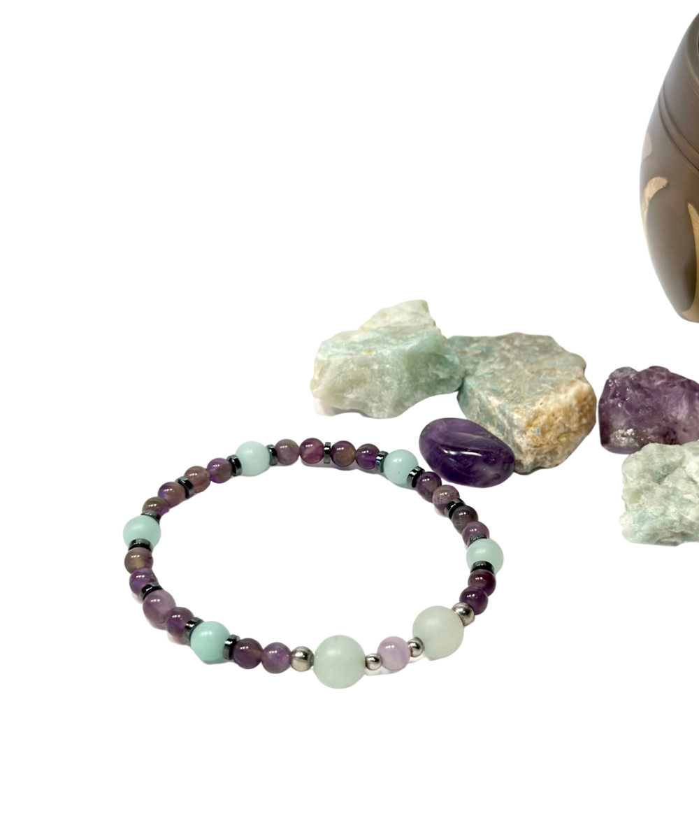 Calm Armband Matt Amazonit-Amethyst