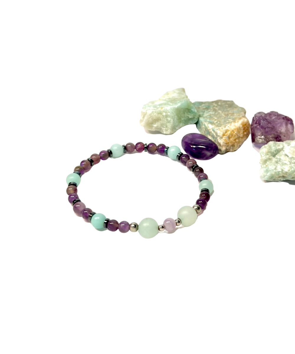 Calm Armband Matt Amazonit-Amethyst