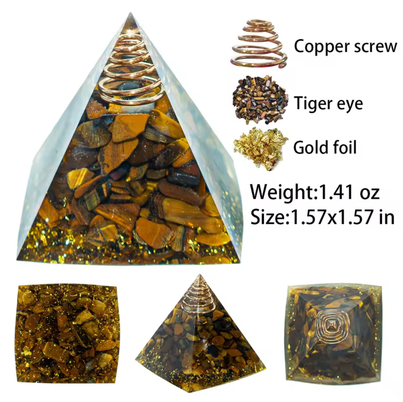 Tiger’s Eye Orgonite Pyramid