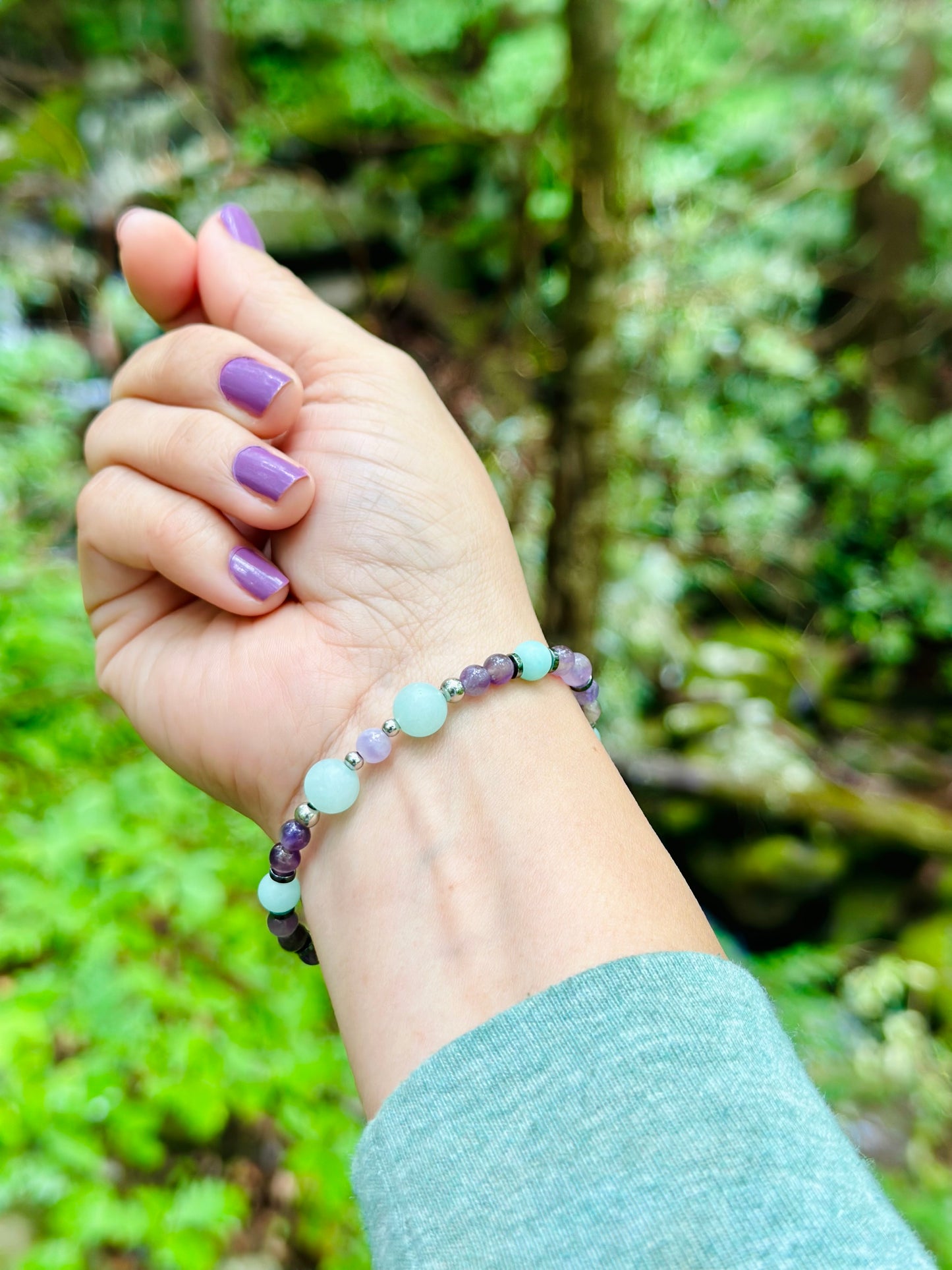 Calm Armband Matt Amazonit-Amethyst