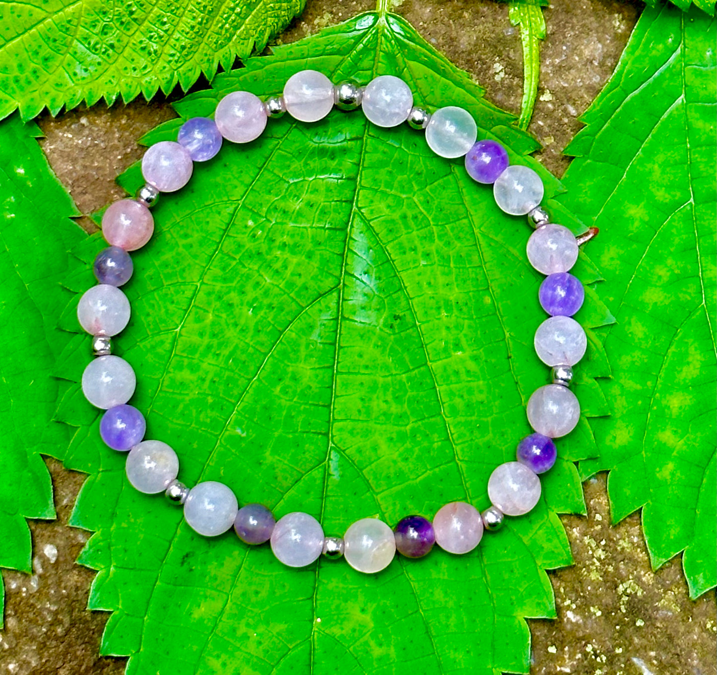 Selbstliebe Silber Amethyst-Rosenquarz Armband