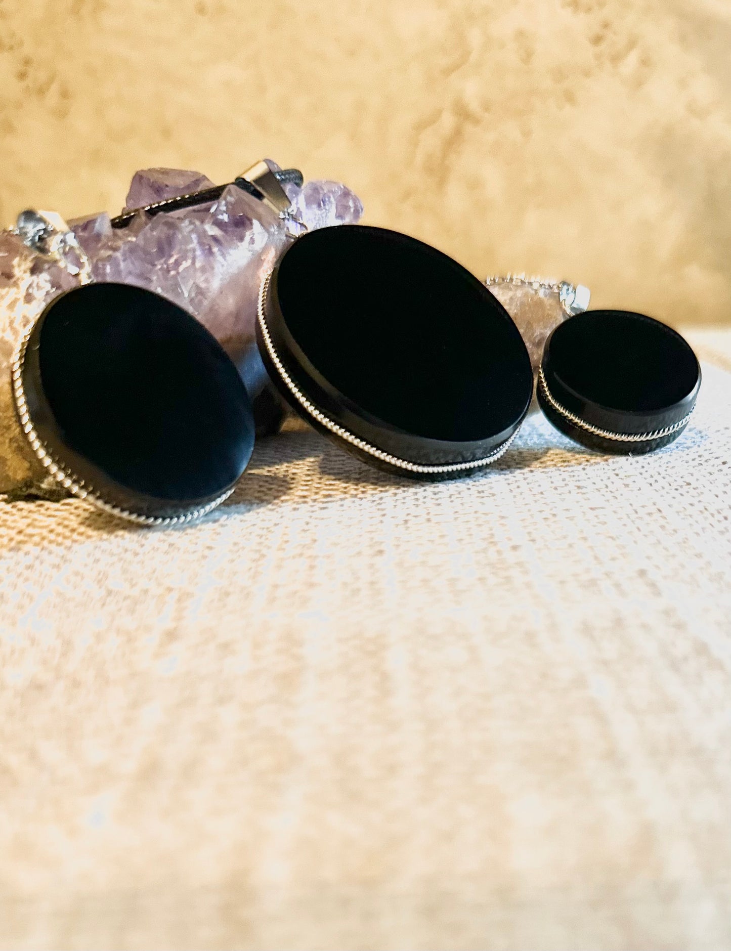 Schwarze Obsidian-Spiegel-Halskette