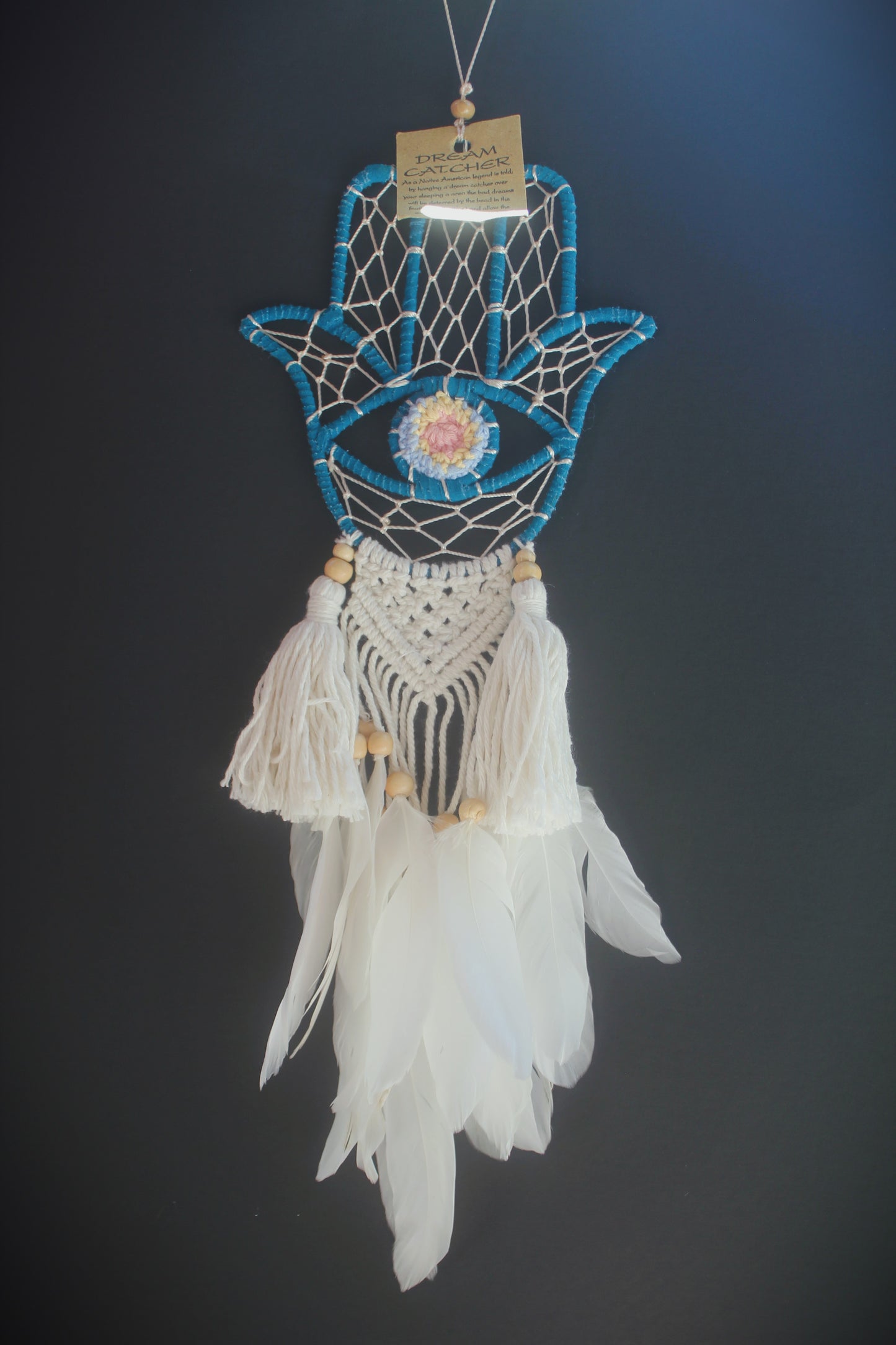 Hamsa Hand Dreamcatcher Blue