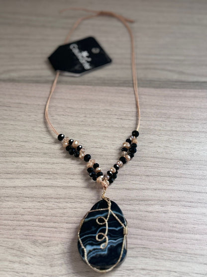 Black and Blue Stains Agate Stone