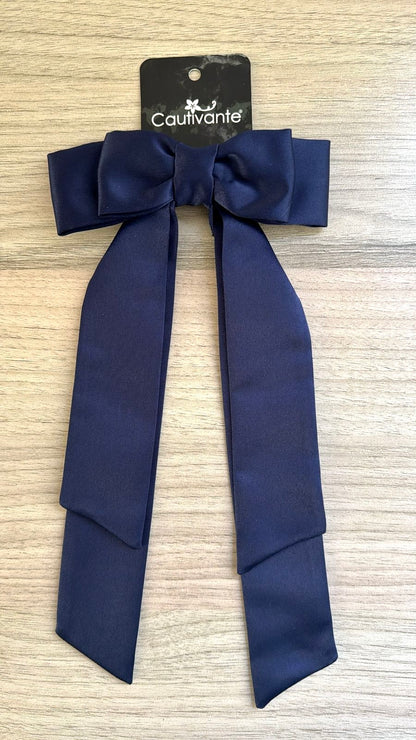 Midnight Blue Long Tail Double Bow