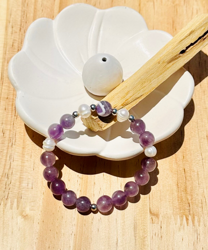 Amethyst & Pearls Bracelet