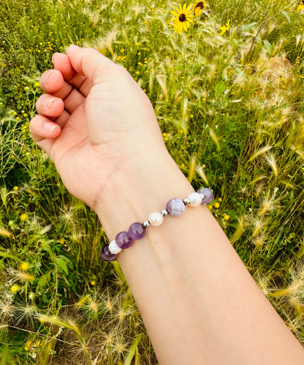 Amethyst & Pearls Bracelet