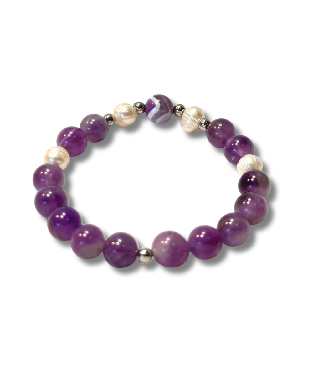 Amethyst & Pearls Bracelet