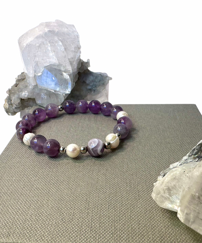 Amethyst & Pearls Bracelet