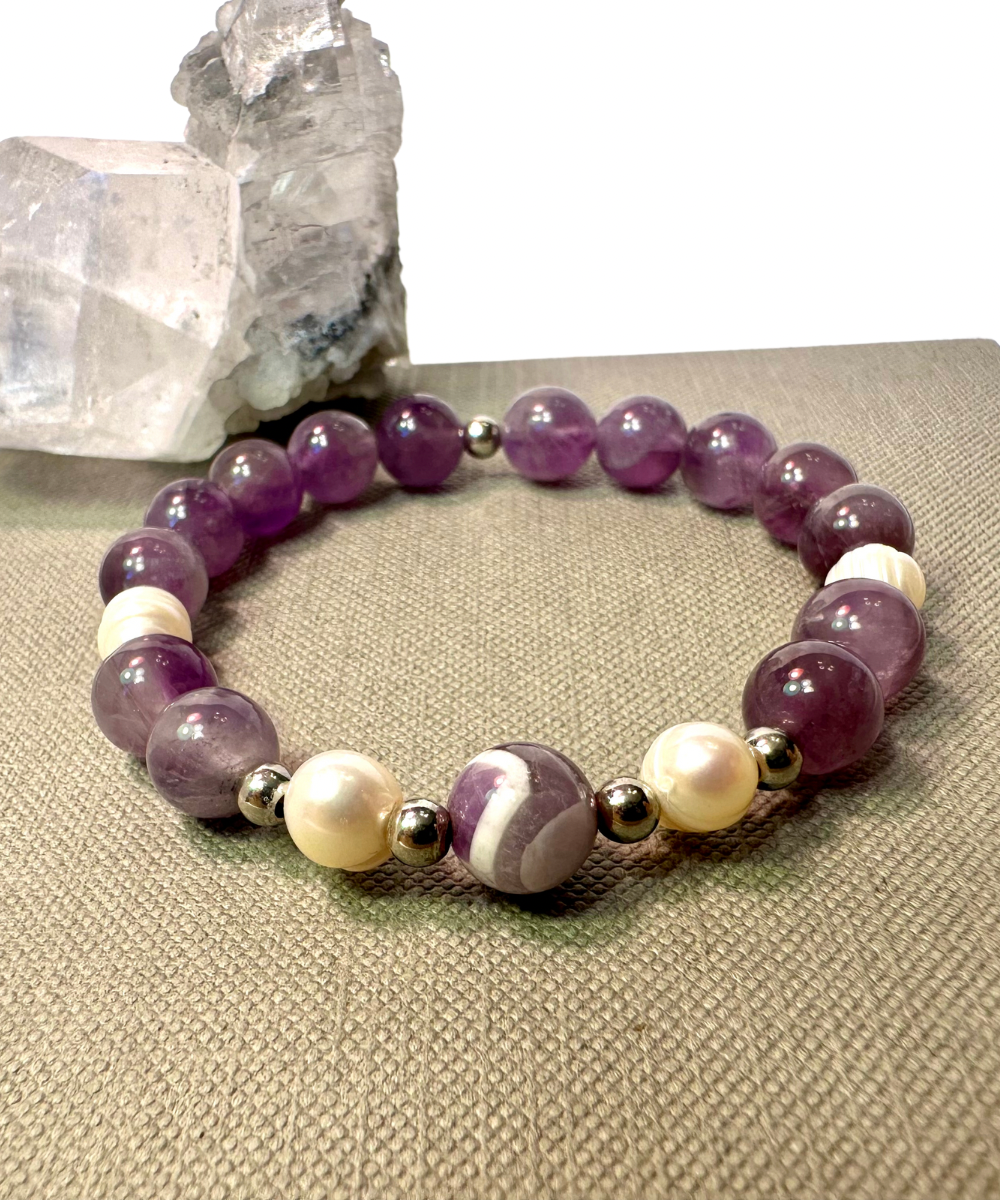 Amethyst & Pearls Bracelet