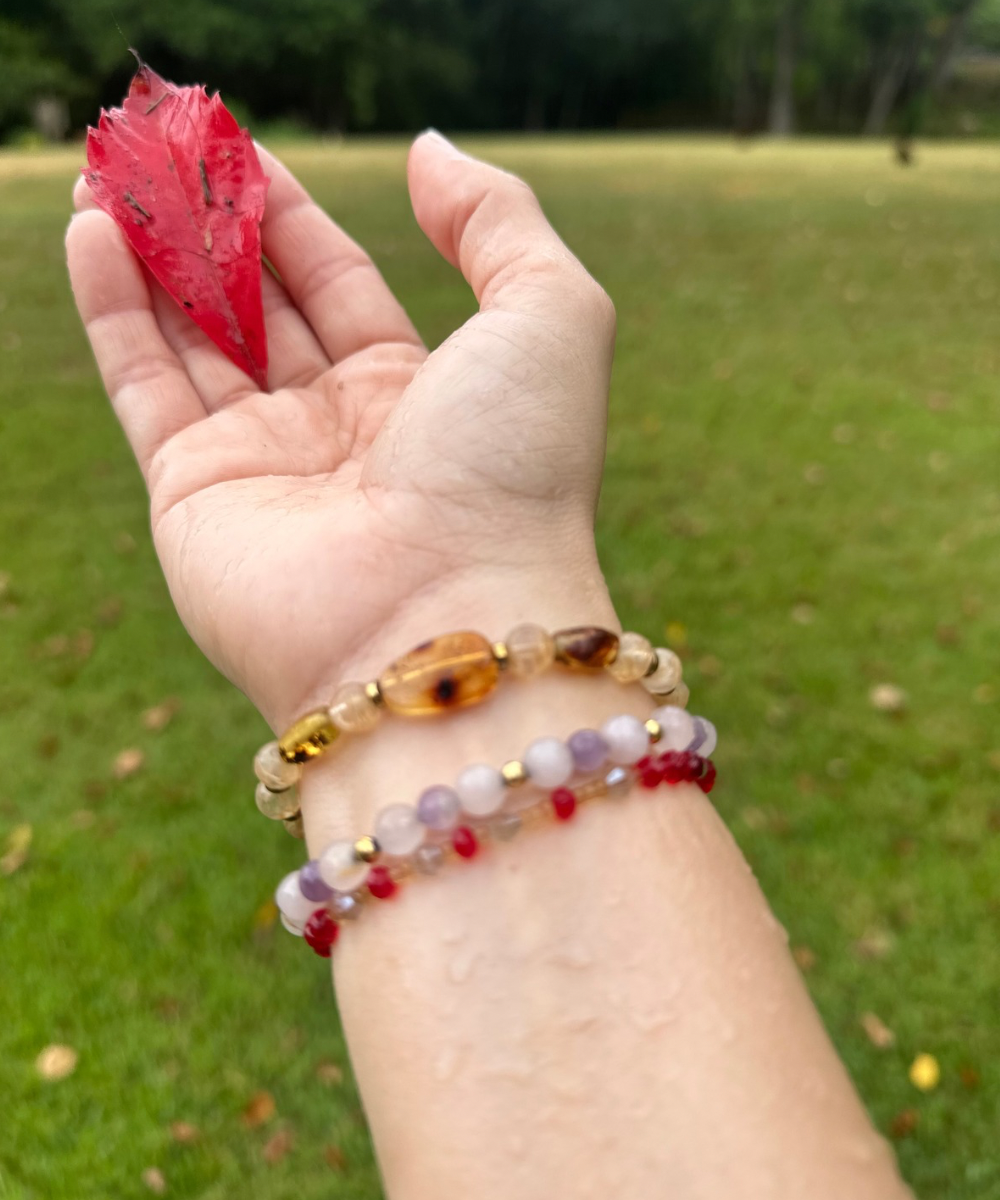 Amethyst Rose Quartz Gold Self Love Bracelet