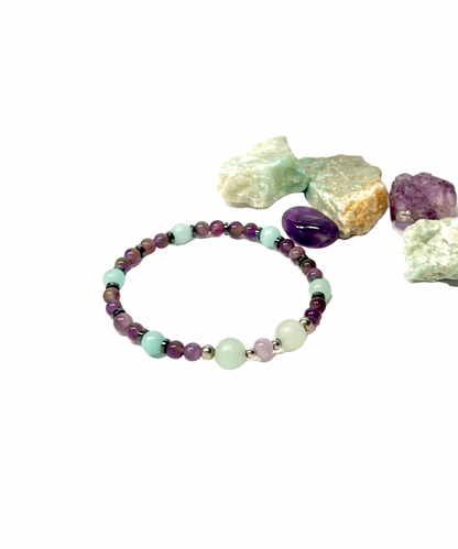 Matte Amazonite & Amethyst Calm Bracelet