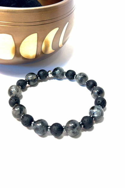 Labradorite & Lava Rock Bracelet