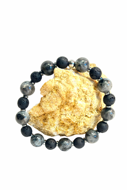 Labradorite & Lava Rock Bracelet