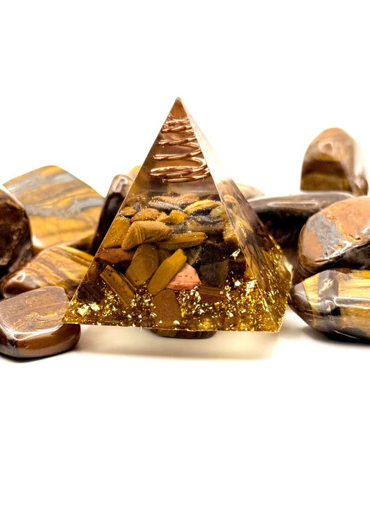 Tiger’s Eye Orgonite Pyramid