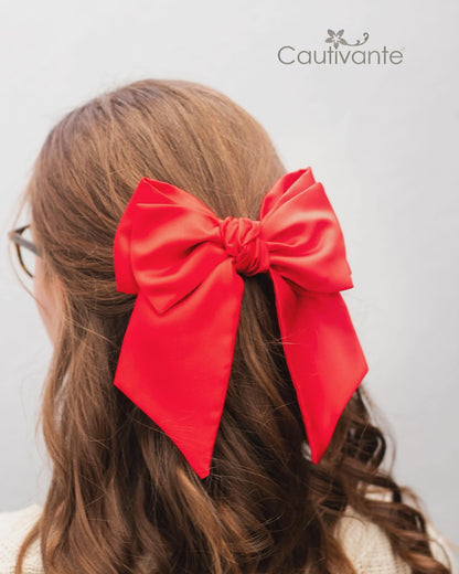 Red Basic Satin Hair Bow