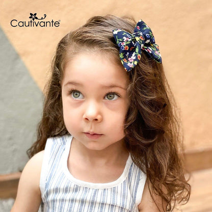 Duo Navy Floral Bows