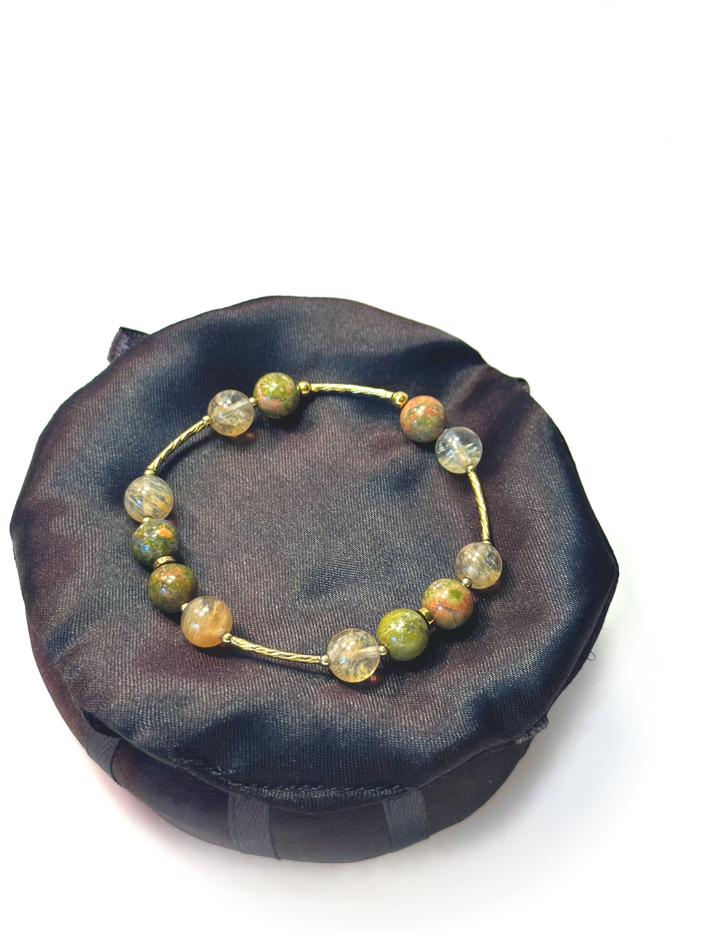 Unakite Citrine Gold Bracelet