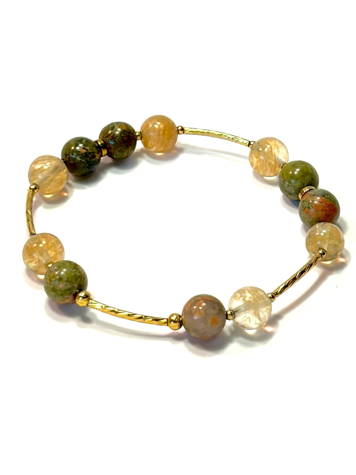 Unakite Citrine Gold Bracelet