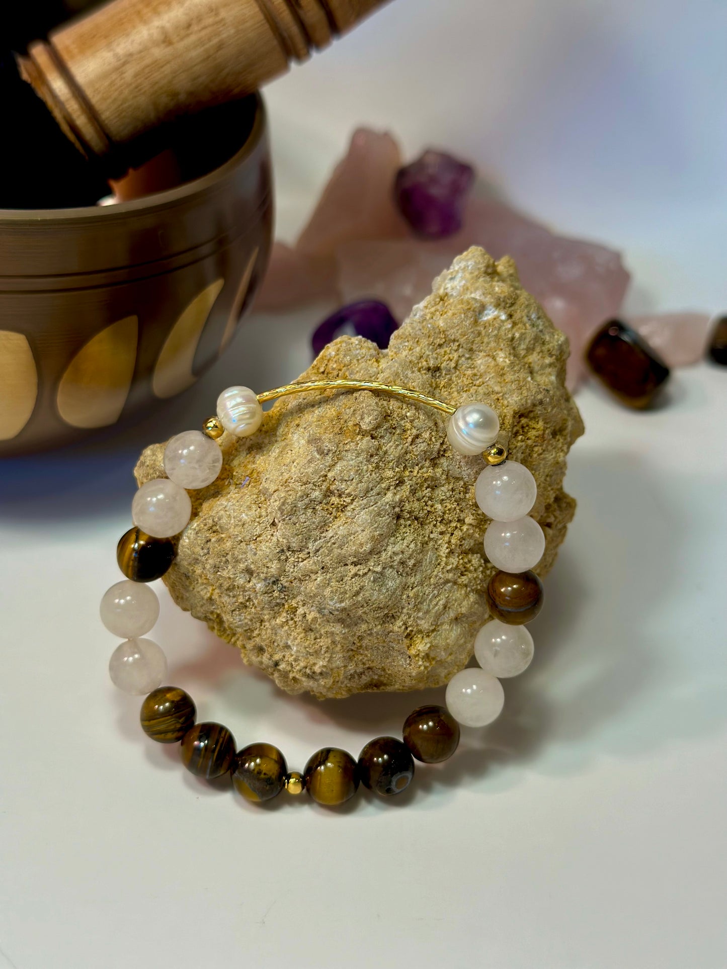 Pink Quartz Tiger’s Eye Bracelet