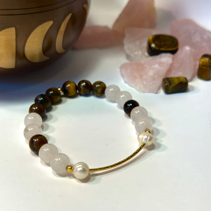 Pink Quartz Tiger’s Eye Bracelet