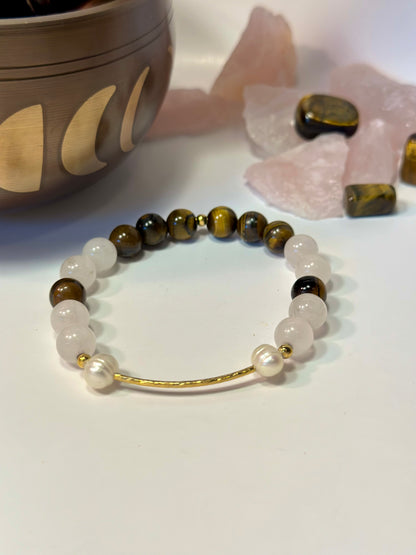 Pink Quartz Tiger’s Eye Bracelet