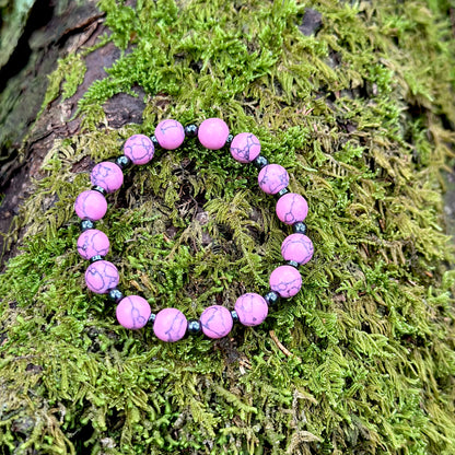 Pink Howlite & Hematite Bracelet