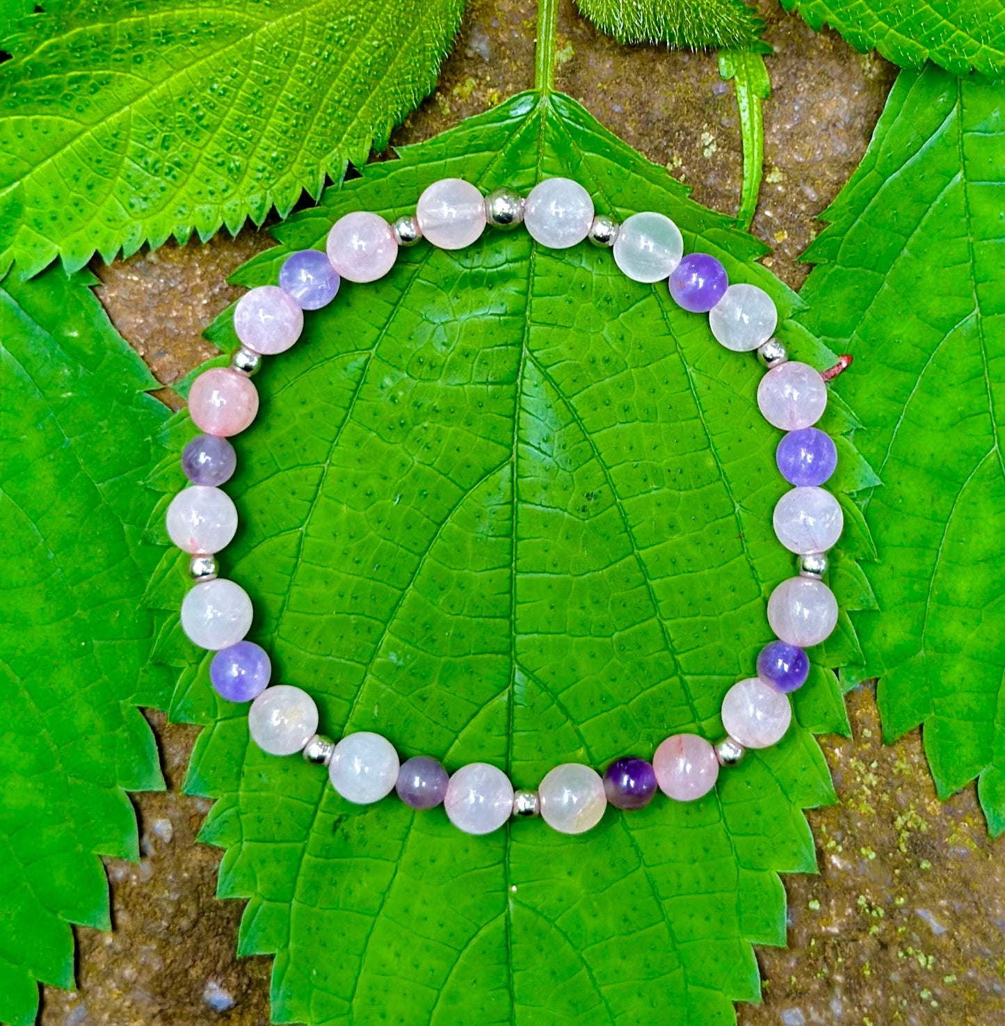 Self Love Amethyst- Pink Quartz Silver Bracelet