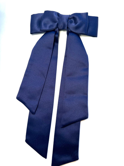 Midnight Blue Long Tail Double Bow