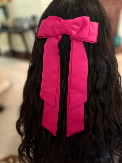 Fuchsia Long Tail Double Bow