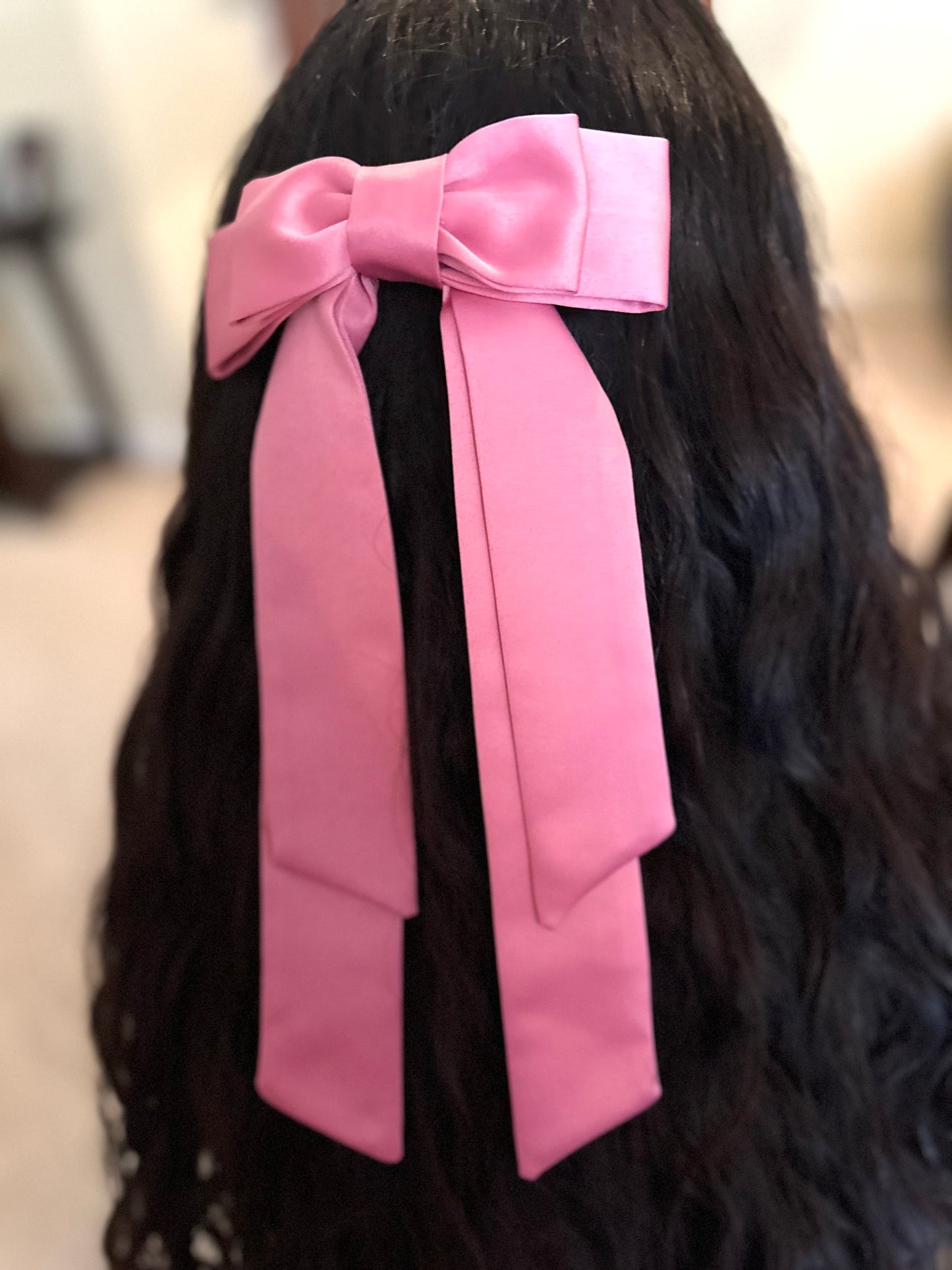 Blush Rose Long Tail Double Bow