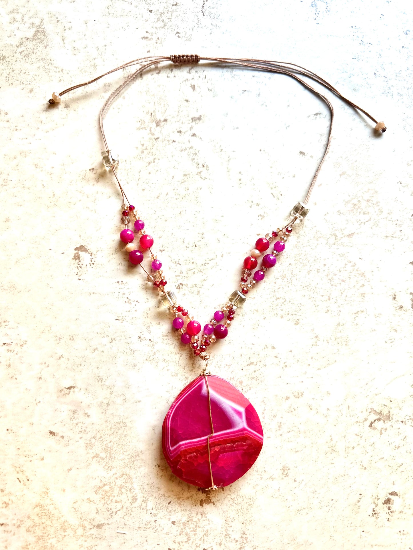 Magenta Lace Agate Necklace