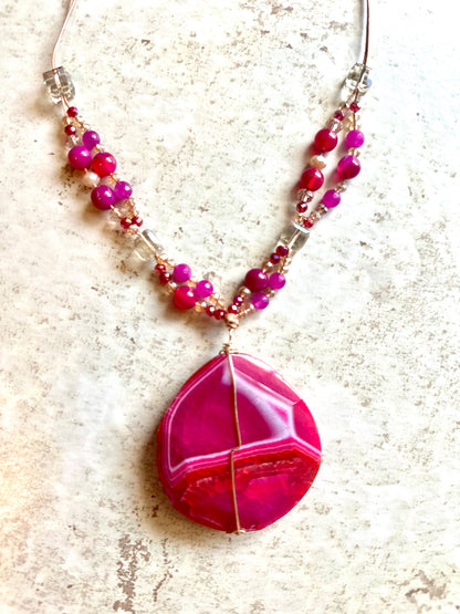 Magenta Lace Agate Necklace