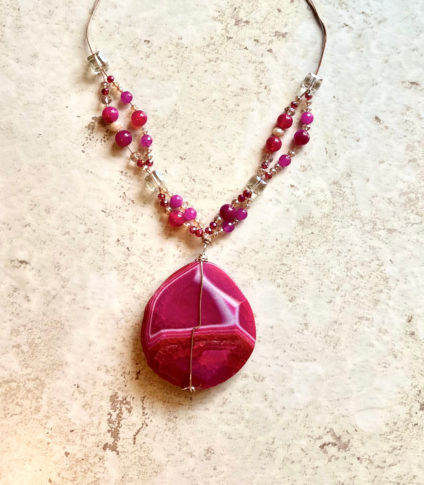 Magenta Lace Agate Necklace