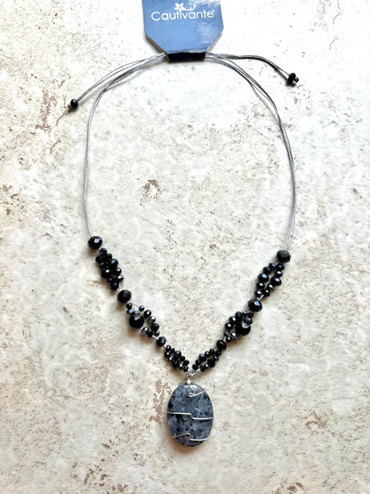 Elegance in Black Labradorite Necklace