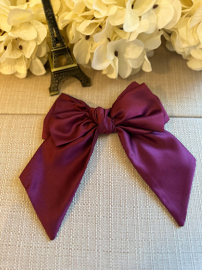 Cherry Silk Satin Green Bow