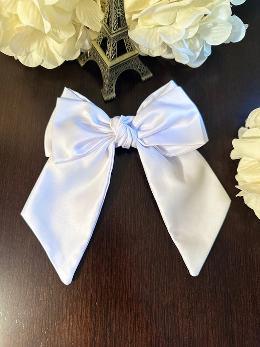 White Satin Hair Bow