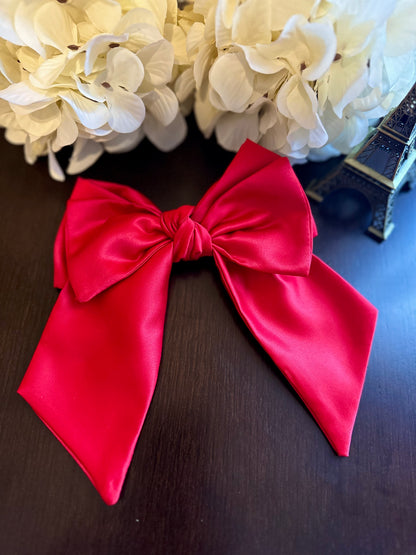 Red Basic Satin Hair Bow