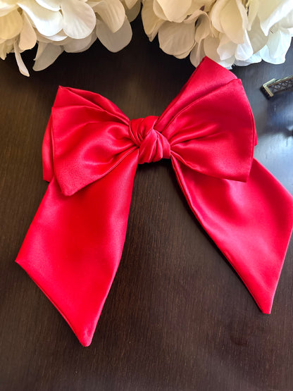 Red Basic Satin Hair Bow