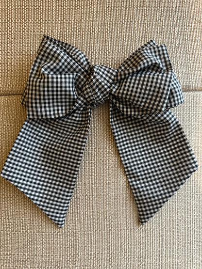 White and Black Checkered Bow