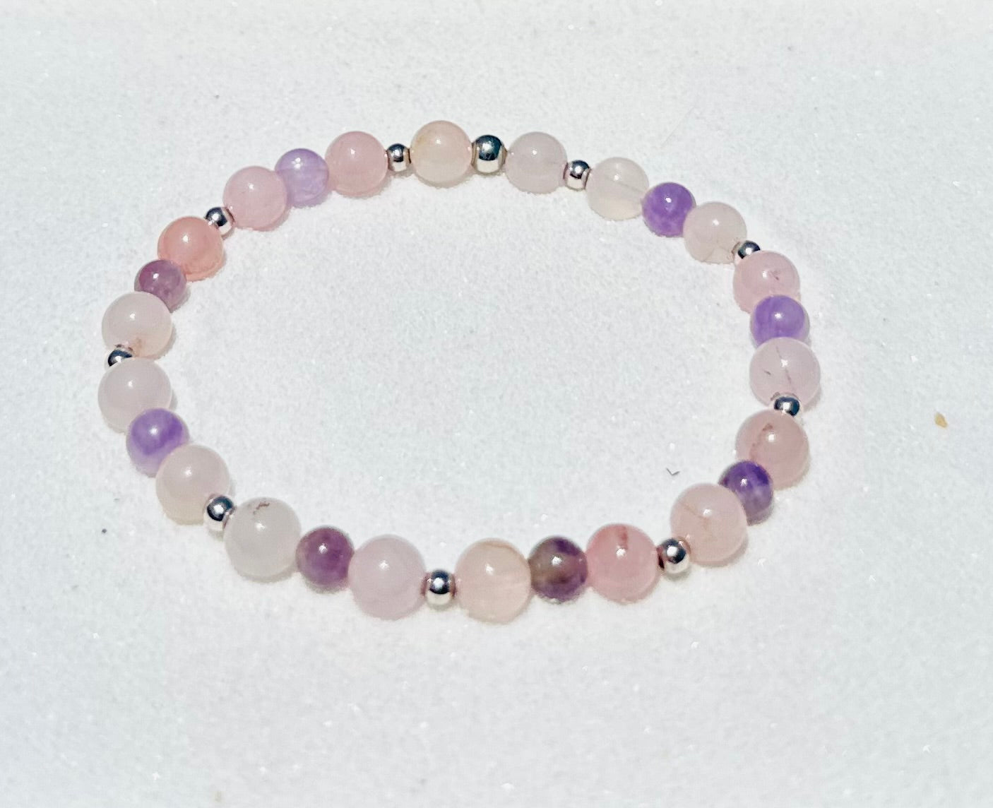 Self Love Amethyst- Pink Quartz Silver Bracelet