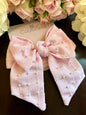 Pearls Pink Hair Bow