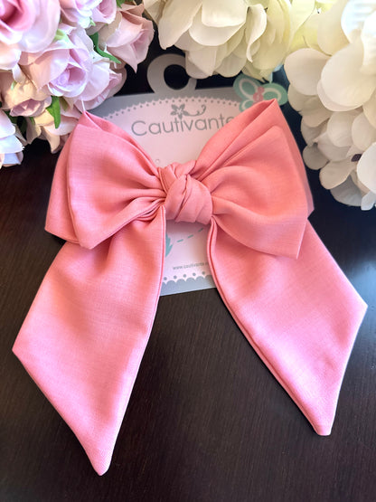 Peach Pink Hair Bow