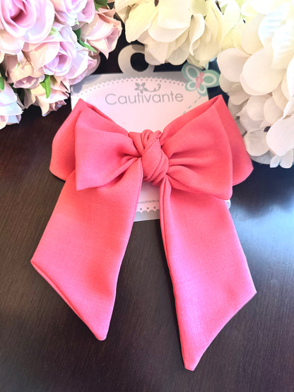 Coral Hair Bow