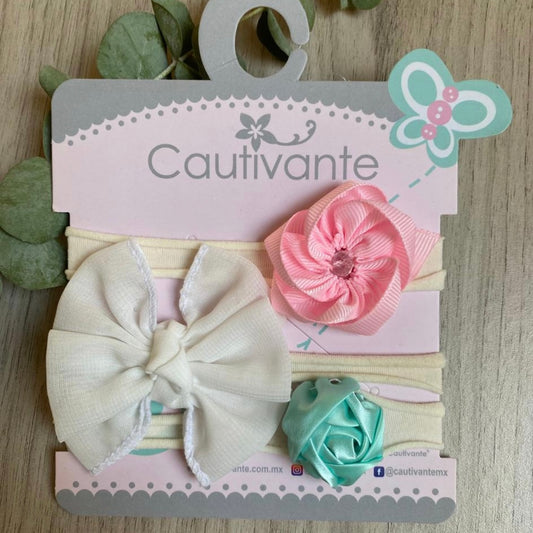 Dainty Romantic baby bow Headband 3 pack