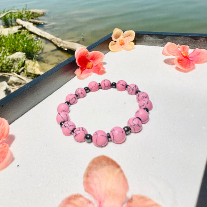 Pink Howlite & Hematite Bracelet