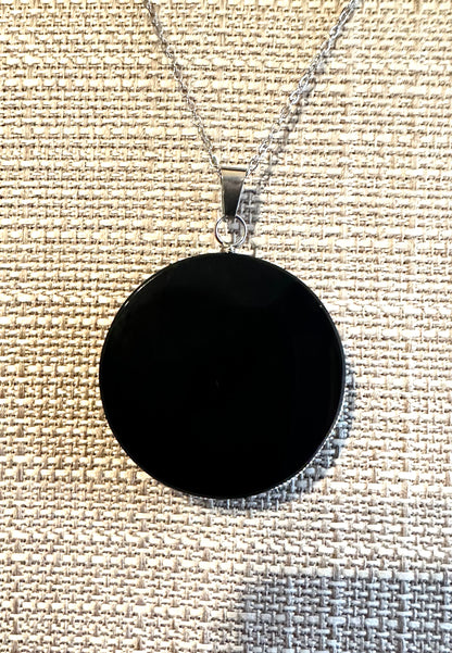 Black Obsidian Mirror Pendant