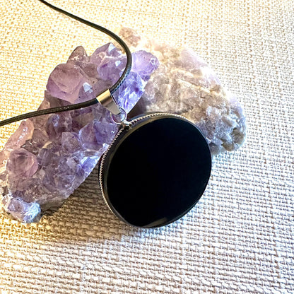 Black Obsidian Mirror Pendant